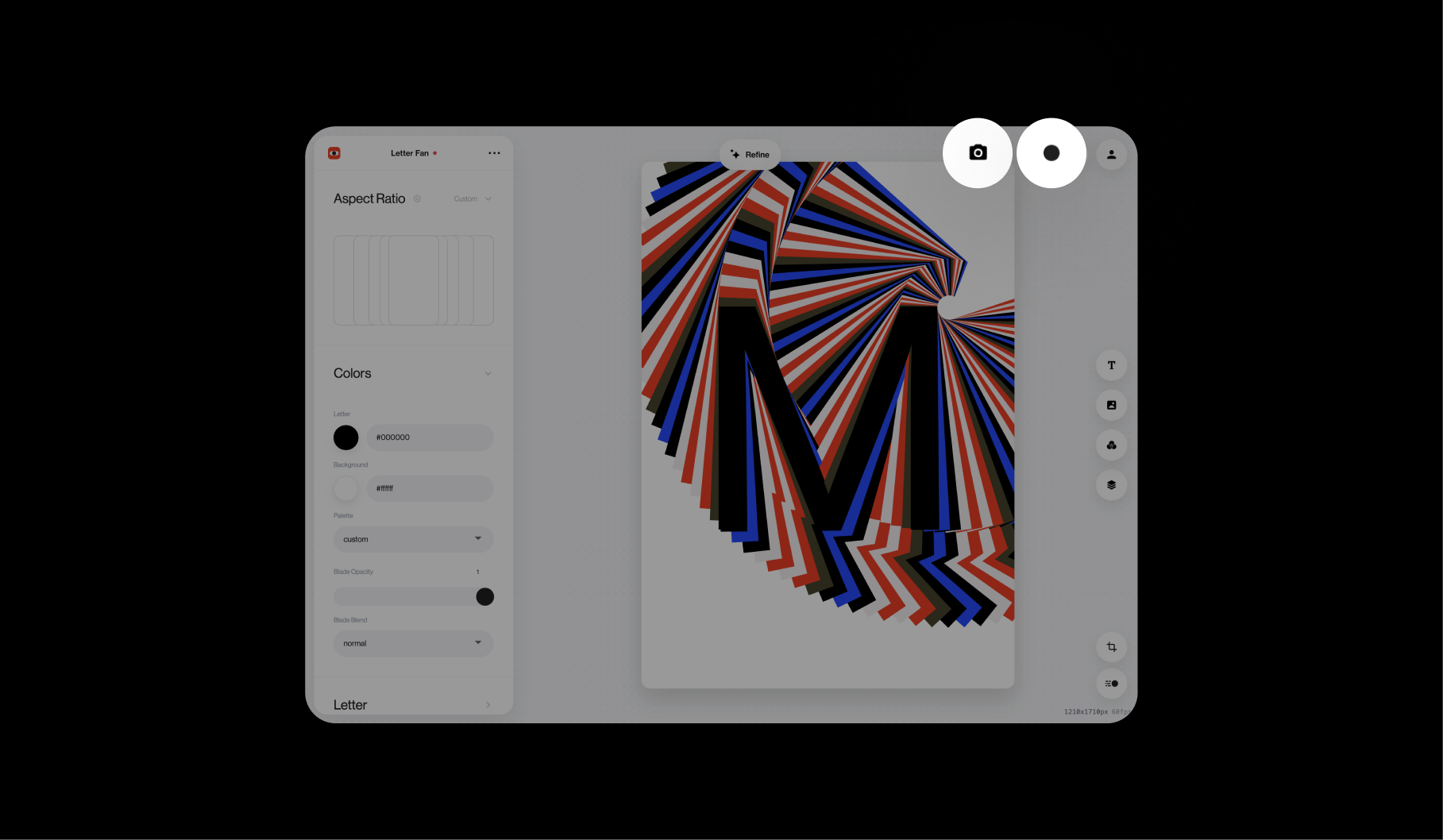 The Snapshot camera and Record buttons in the upper-right area of the Editor.